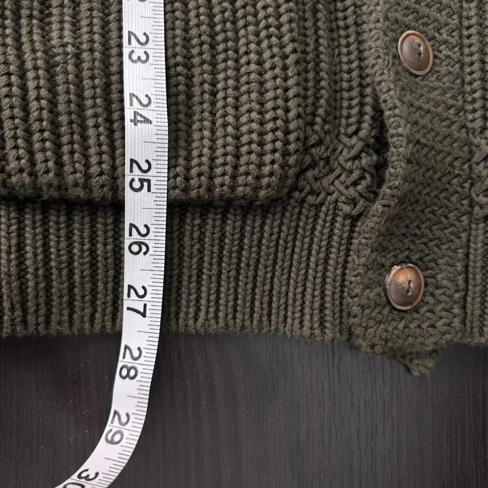 Vintage Polo Ralph Lauren Sweater Mens Medium Shawl Cardigan Chunky Knit Green
